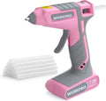 WORKPRO Pink Cordless Hot Melt Glue Gun with 20 Pcs Mini Glue Sticks