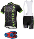Men's Quick-Dry Cycling Jersey Set Road Bike Bicycle Shirt + Bib Shorts with 9D Gel Pad MTB Riding Clothing Kit