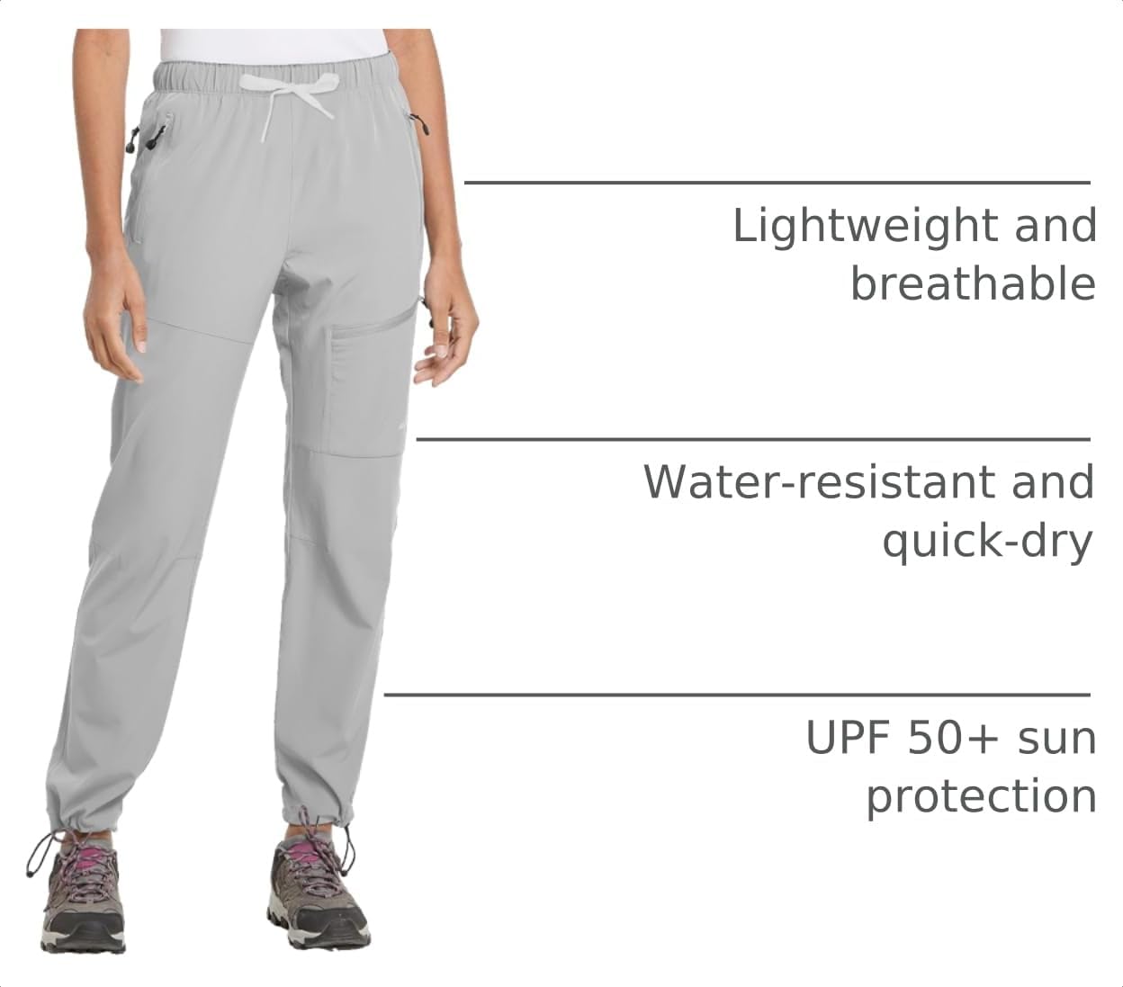 baleaf Women's Hiking Pants Quick Dry Lightweight Water Resistant Elastic Waist Cargo Pants for All Seasons