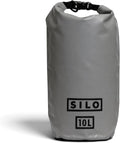 SILO Dry Drop 10L Waterproof Dry Bag - Ultralight Roll-Top Gear Bag for Trail Running, Ultramarathon Crew Drop, Kayaking, SUP, Hiking, Camping, Beach - 500D PVC, Shoulder Strap Grey