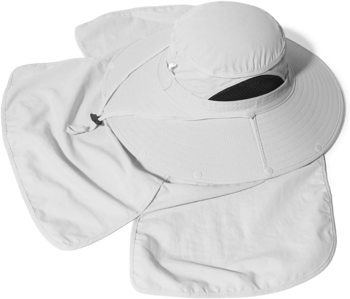 Sun Blocker Hats Outdoor Sun Protection Fishing Cap with Neck Flap Large Brim Outdoor Hat