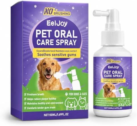 Pet Oral Care Spray, Cat & Dog Breath Freshener Spray, No Brushing
