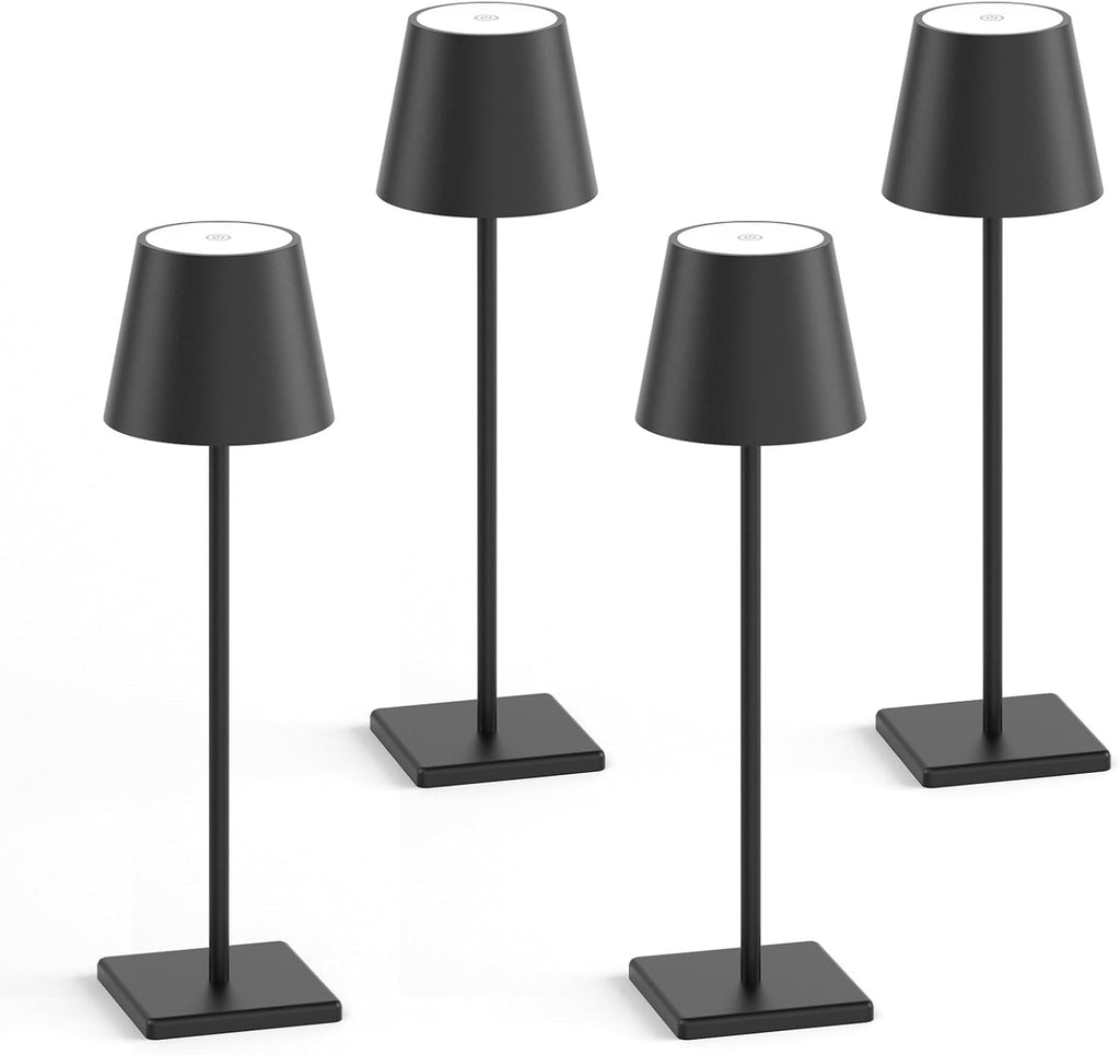 Black Cordless Table Lamp, 5000mAh Portable LED Rechargeable Lamp
