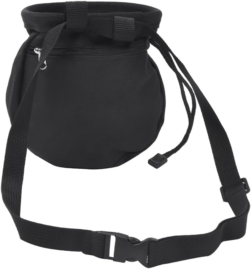 Chalk Bag with Adjustable Waist Belt – Durable Oxford Cloth Climbing Chalk Pouch for Rock Climbing, Gymnastics & Fitness Training (Black, 16x16x6cm)‌