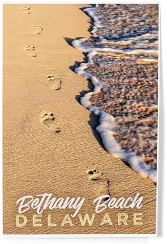 Lantern Press 8x12 Art Print, Bethany Beach, Delaware, Footprints in Sand