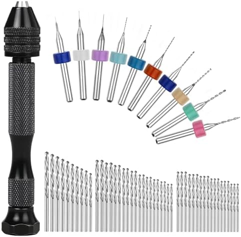 59Pcs Micro Hand Drill Bit Set, 48 Pieces Pin Vise Hand Drill Twist Drills