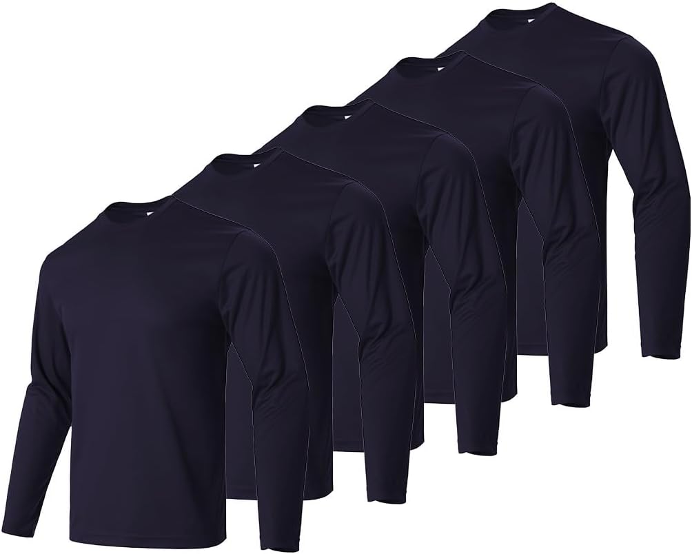 Facitisu Men Long Sleeve T Shirts Pack Quick Dry Athletic Running Activewear Workout Performance Tee Shirts