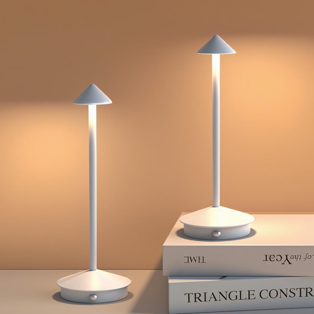 2 Pack LED Rechargeable Cordless Table Lamps,Portable Outdoor 5000mAh Battery Operated Table Light Touch Control 3 Color Dimmable for Patio/Cofee/Restaurant/Camping/Dining/Bedroom-White