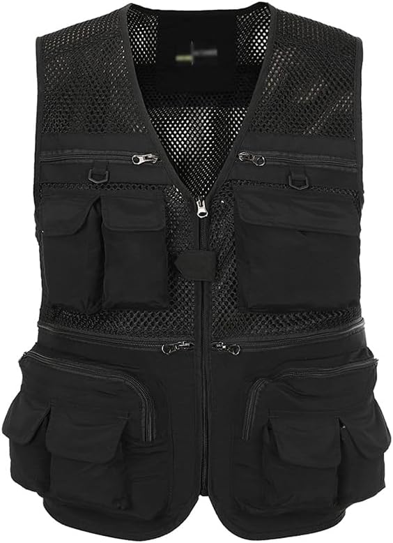 Hbufnha Outdoor Fishing Hunting Vest Multi Pockets Work Cargo Jacket