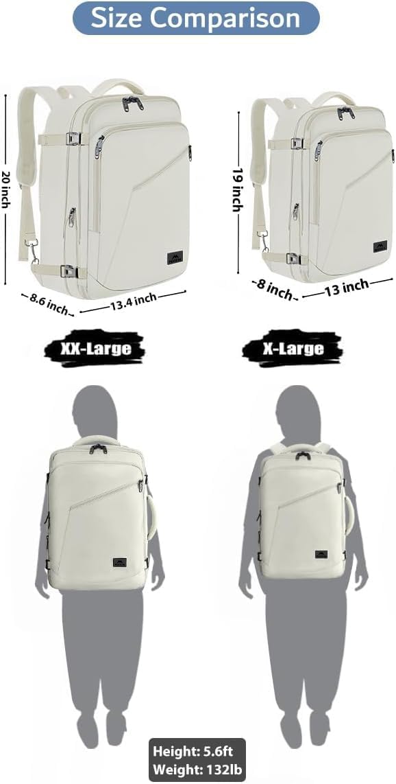 MATEIN Beige Travel Backpack Women, Carry on Bag with Hidden Shoulder Strap