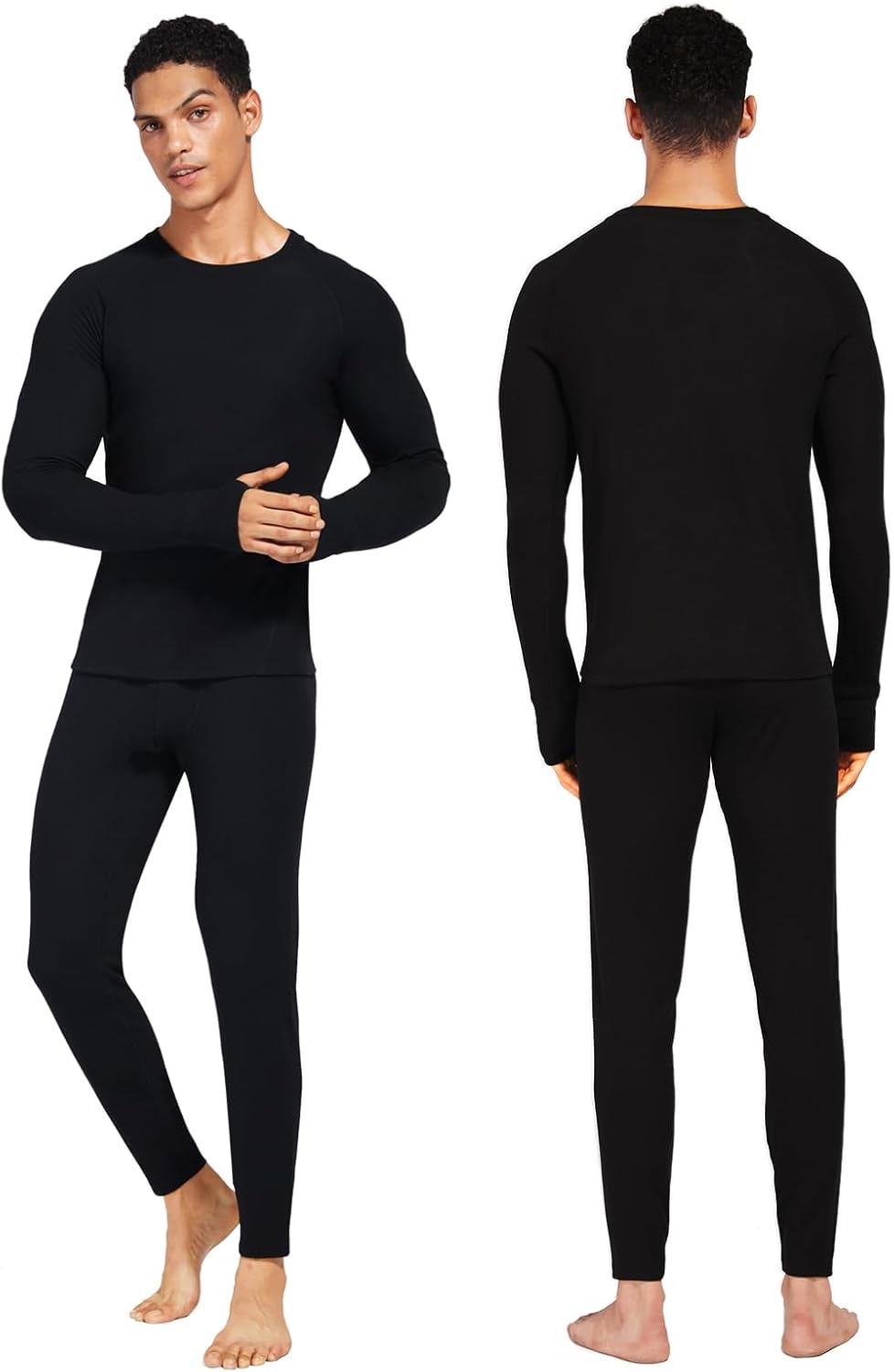 Thermal Underwear for Men - 2 Styles: 185g Lightweight Thin Base Layer & 220g Midweight Micro-Fleece Lined Long Johns
