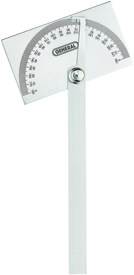 General Tools Angle Protractor #17 Stainless Steel Square Head + General Tools 88CM Tungsten Carbide Scribe and Magnet, Copper, Replaceable Tip