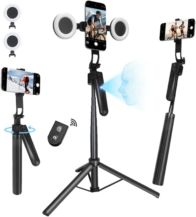 Auto Face Tracking Tripod for iPhone with Light and Remote Control