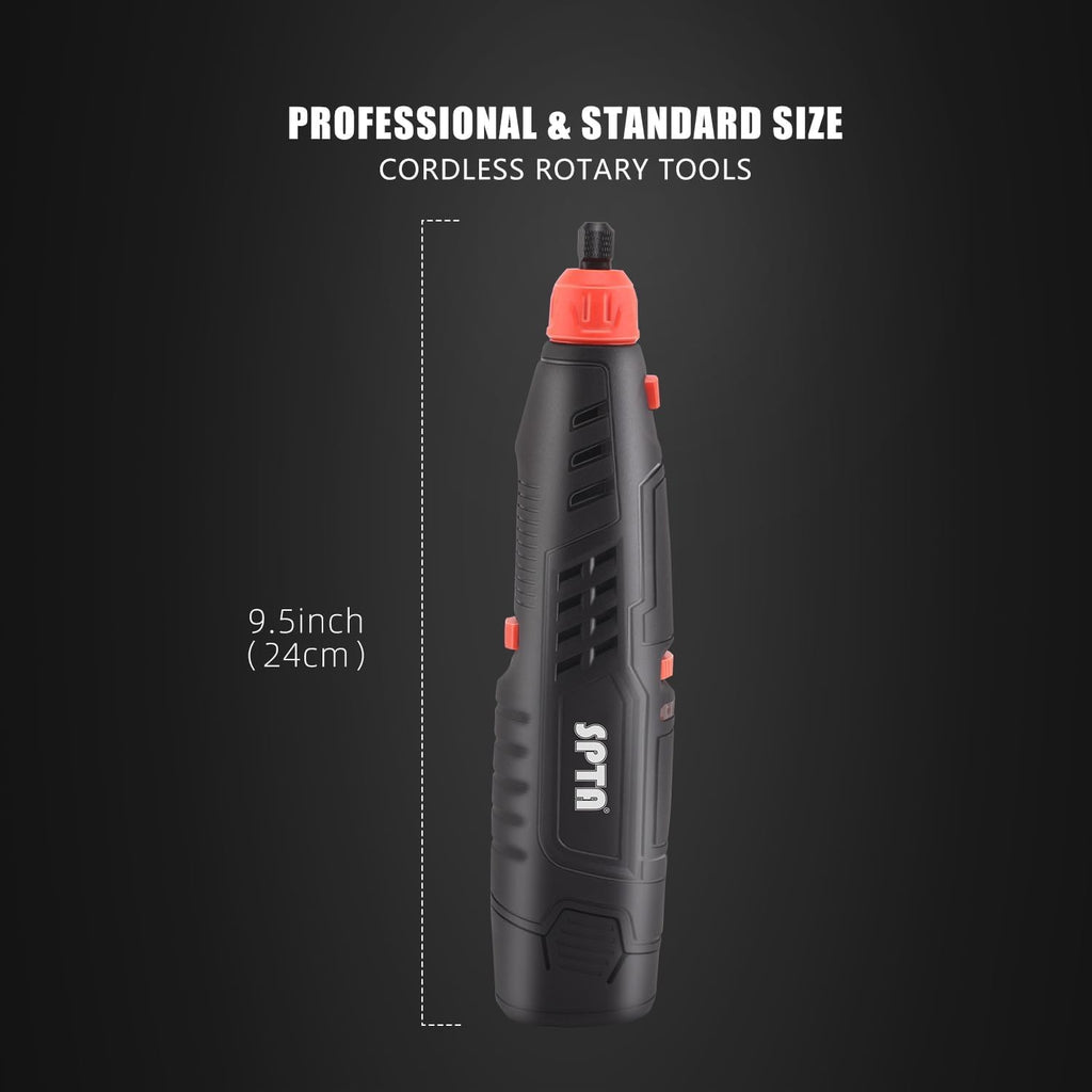 Cordless Rotary Tool, SPTA Powerful Mini Detail Polisher Kit, 36Pcs 12V Li-ion Battery 5,000-25,000 RPM Micro Auto Detailing Car Polisher Polishing Foam Pad Set for Buffing Polishing Sanding Cleaning