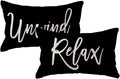 ULOVE LOVE YOURSELF Relax&Unwind Throw Pillow Covers 12x20 Farmhouse Spring Summer Decorative Lumbar Pillowcases Porch Patio Cushion Covers 2Pack for Bedroom Living Room Sofa Couch Home Decor (Black)