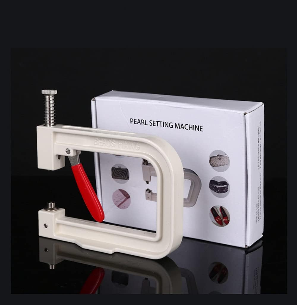 Manual Nailed Bead Machine Pearl Beads Rivet Setter DIY Handmade Pearl Setting Machine Tools Beading Attach Tool Portable (White)