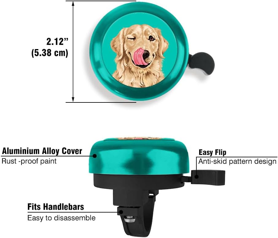 WIRESTER Green Aluminum Round Bike Bell, Classic Ring Bicycle Bell, Bike Accessories Bell Ring for Adults Kids Girls Boys