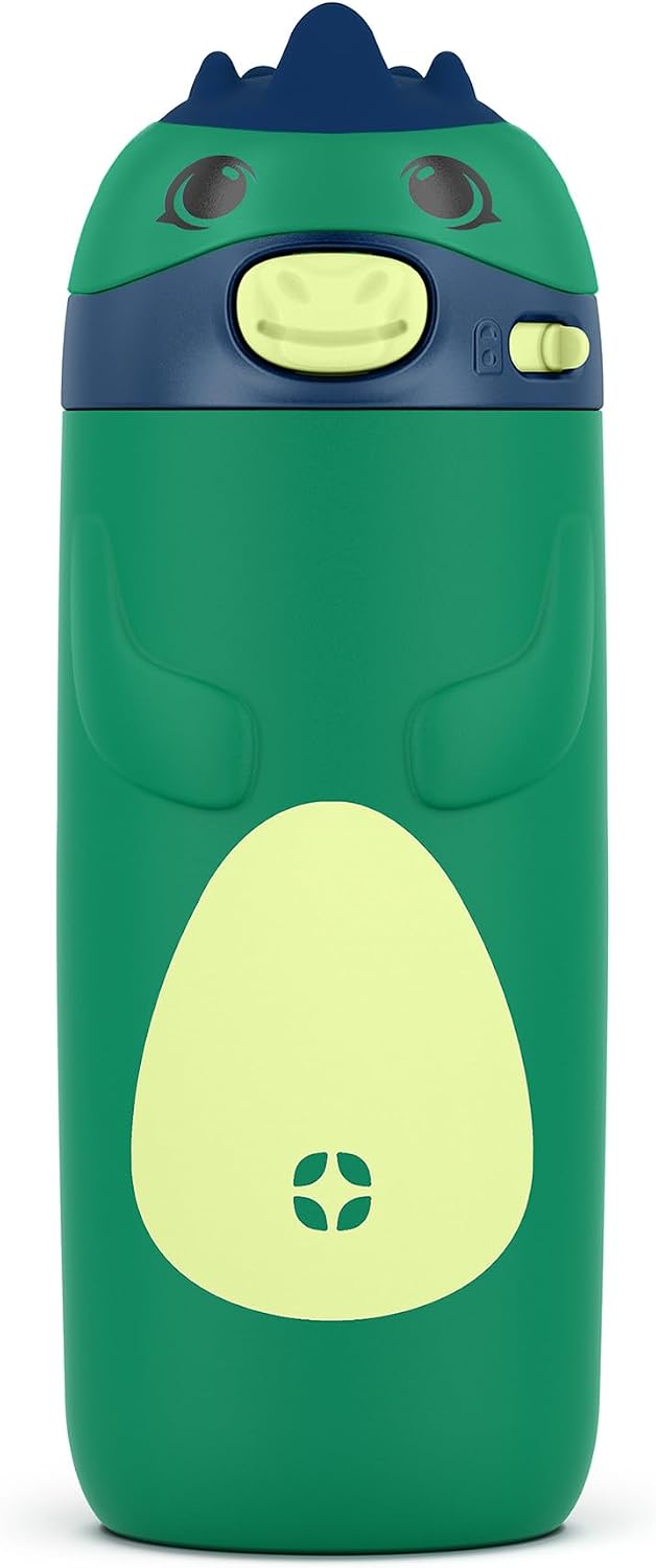 Ello Ellies 12oz Stainless Steel Leakproof Kids Water Bottle, Dino