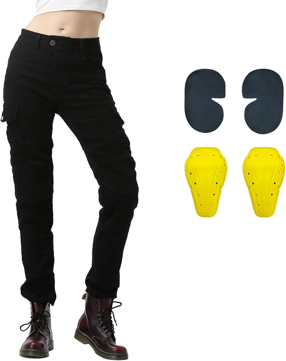 LOMENG Motorcycle Riding Pants Women with CE Level 2 Removable Armor