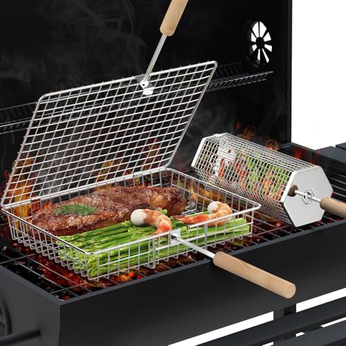 Grill Basket Set, BBQ Accessories, Outdoor Camping Cooking, Gifts for Men