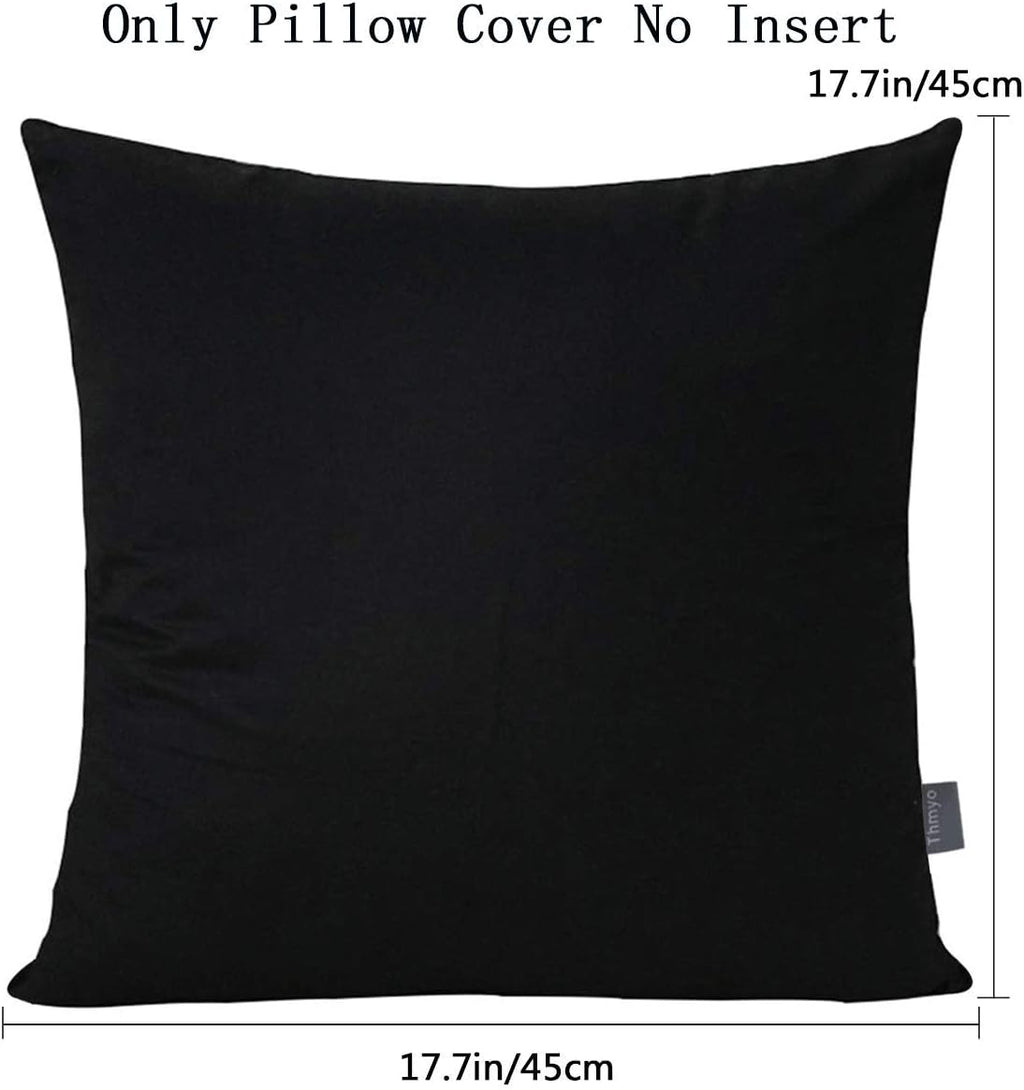 Thmyo 4-Pack 100% Cotton Solid Decorative Throw Pillow Case 18x18inch Black