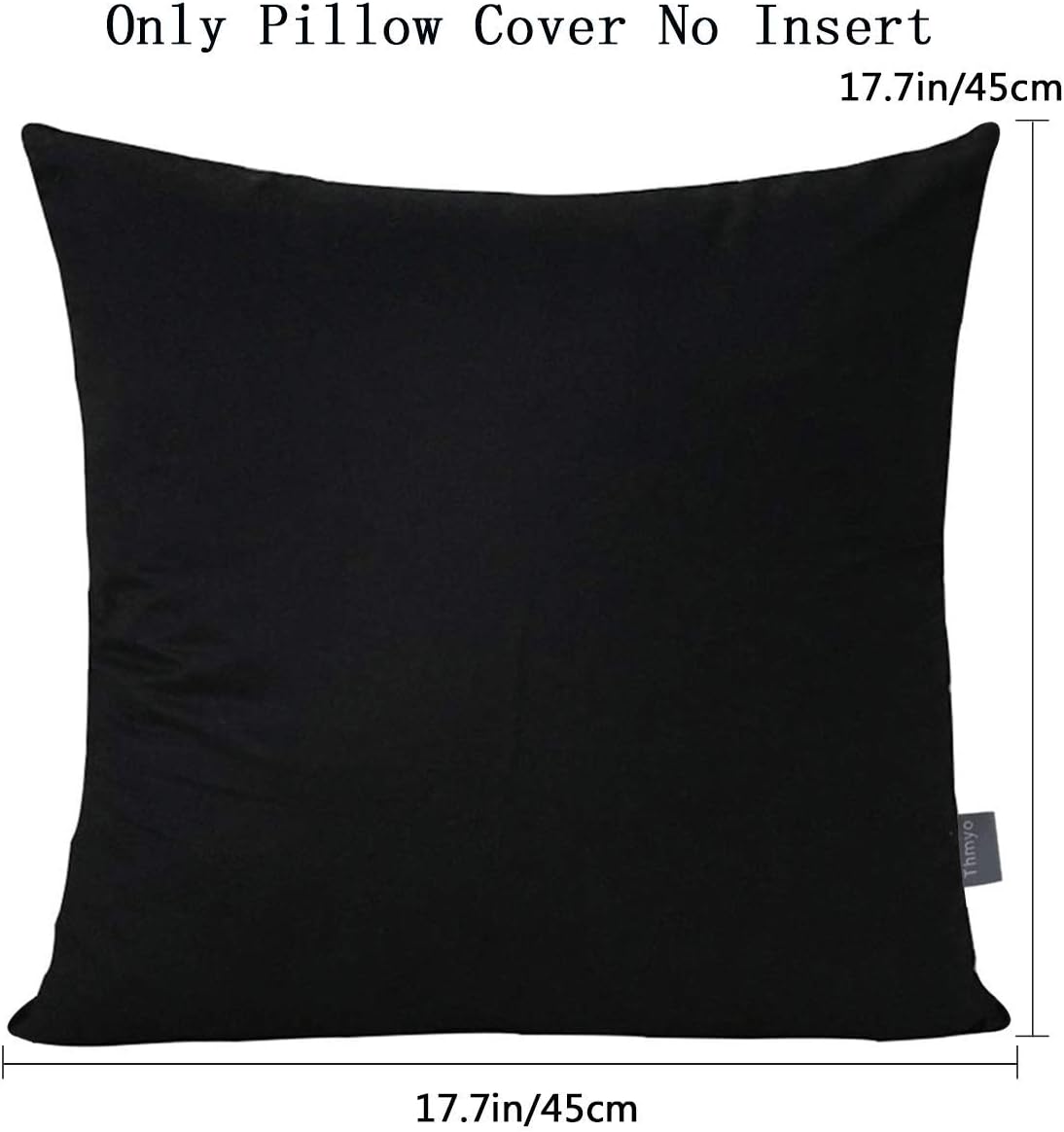 Thmyo 4-Pack 100% Cotton Solid Decorative Throw Pillow Case 18x18inch Black