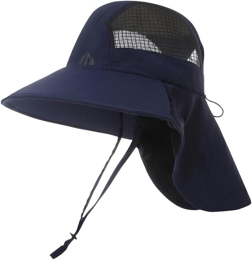 UV Sun Protection Hat Women Foldable Neck Flap Wide Brim Fishing Hat with Ponytail Hole for Women