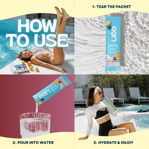 LIDO Tropical Punch Electrolyte Powder Packets — Zero Sugar Hydration Drink Mix Packets with Trace Minerals & Sea Salt — Keto, Paleo & Fasting Friendly — Fruit Punch Drink Mix for Recovery, 28 Sticks