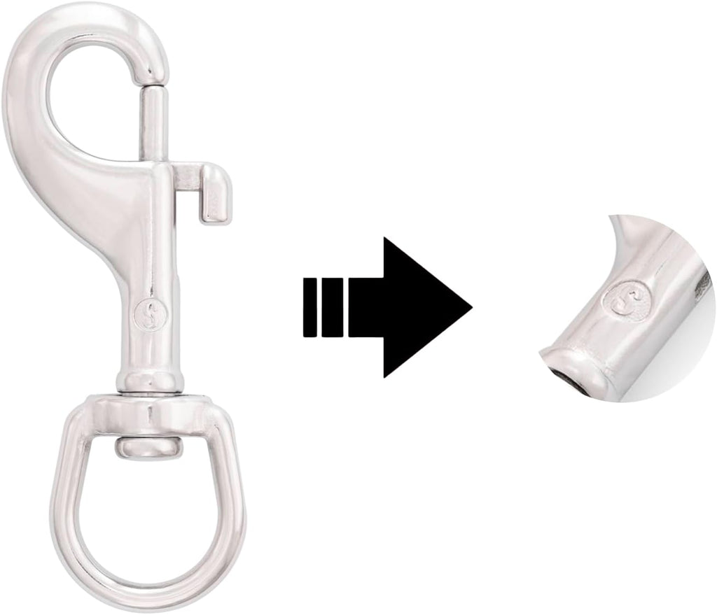 SHONAN 3.5 Inch Swivel Eye Snap Hook, 2 Pack Marine Grade Scuba Bolt Snap, Single Ended Stainless Steel Flag Clips Swivel Snaps for Scuba Diving, Flag Pole Rope, Dog Leash, Camera Strap