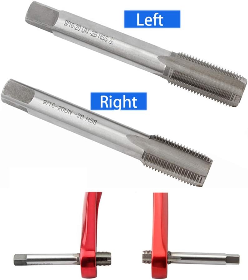 Threaded HSS Tap Set, 9/16''-20 Bicycle Crank Repair HSS Left and Right Threaded Taps for Bicycle Crank Repair,Durable Thread Tap Pedal Repairs Tool,1 Pair(Left & Right)