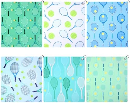 VitalCozy 6 Pcs Tennis Sweat Towel Tennis Gift for Women Cooling Sports Towel with Clip 15 x 17 Inch Absorbent Fast Drying Gym Sport Accessories for Men Team Coach Sport Player Fitness (Fresh)