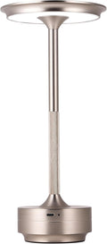 Rechargeable Cordless LED Table Lamps Touch Sensor Light, 3-Levels Portable Dimming Wireless Battery Operated Lamp，Nightstand Lamp/Night Light/Restaurant Table/Outdoor/Coffee/Bar (Silver)