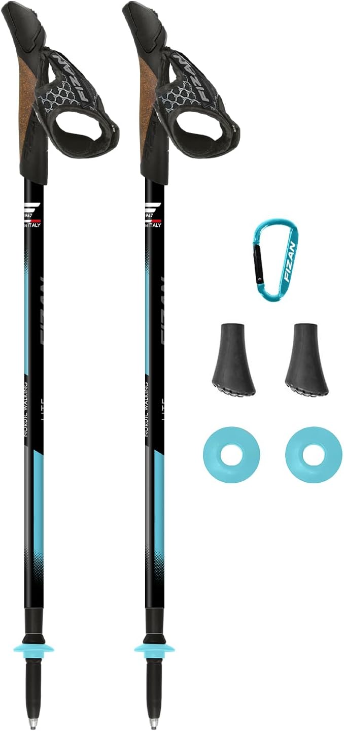 Fizan Lite Tech Nordic Trekking Poles – Ultralight 6.2 oz, Backpacking, Hiking Poles, Adjustable, Telescoping, Walking Sticks