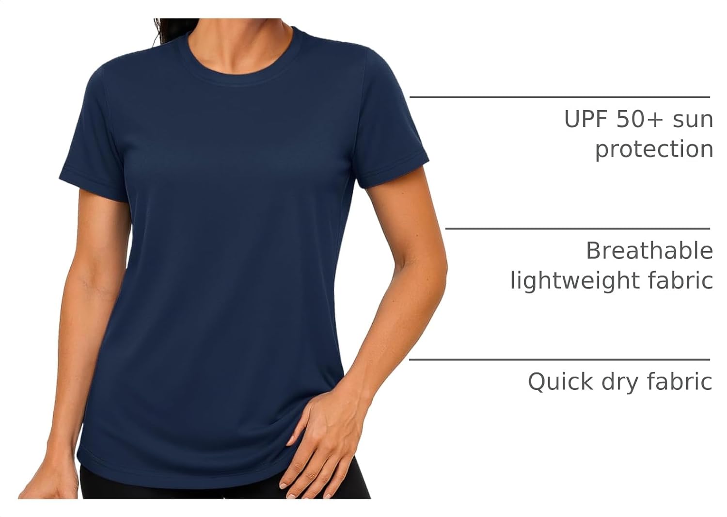 TACVASEN Women's Short Sleeve Workout Shirts UPF 50+ Sun Protection Quick Dry Athletic Tops for Running Gym Tee