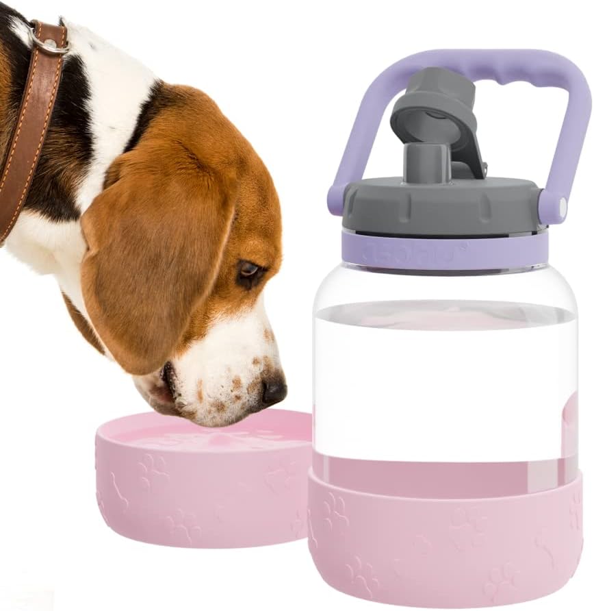Asobu Tritan Water Bottle with Dog Bowl Attached 50 Ounces (Burgandy)
