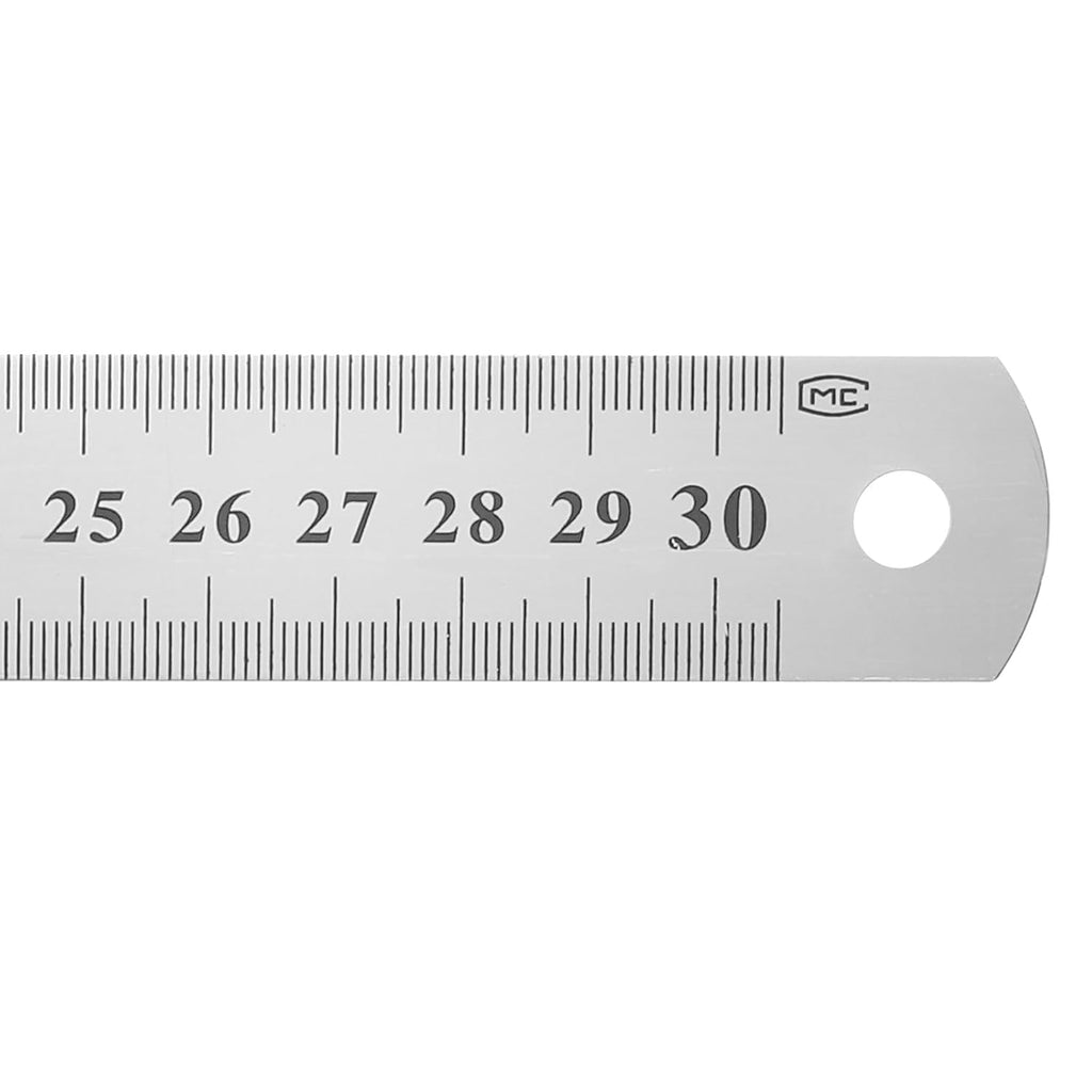 HARFINGTON 12 Pcs Steel Ruler 12" x1-1/32 Machinist Metal Ruler Carbon Steel Metric Straight Edge Measuring Tools 0.6mm Thick for Engineering Architect Drawing Home Office