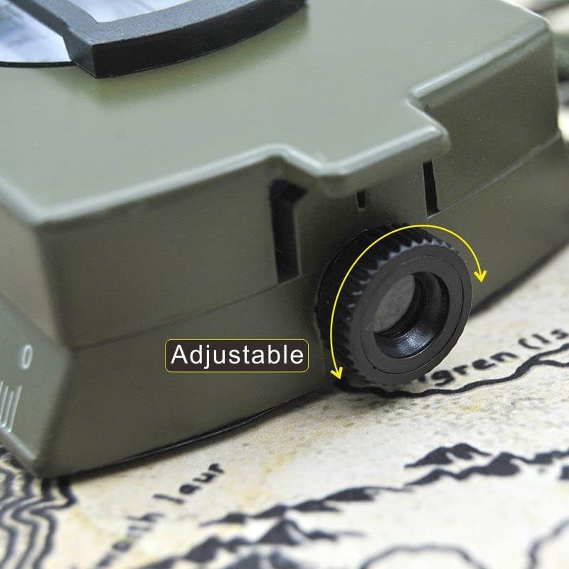 Military Lensatic Sighting Compass Waterproof and Shakeproof with Map Measurer Distance Calculator, Pouch for Camping, Hiking