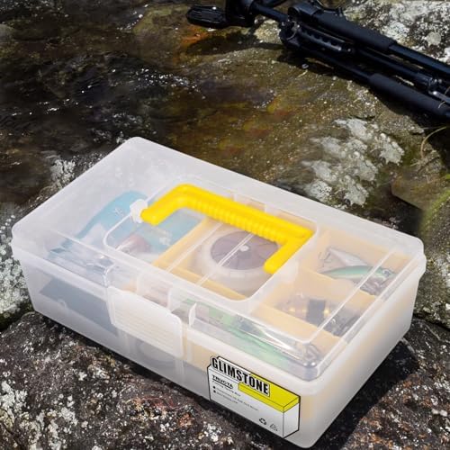 Fishing Tackle Boxes Waterproof Premium Plastic Storage Organizer Container Box with Divider Tray for Small Parts (Tackle Box Only)