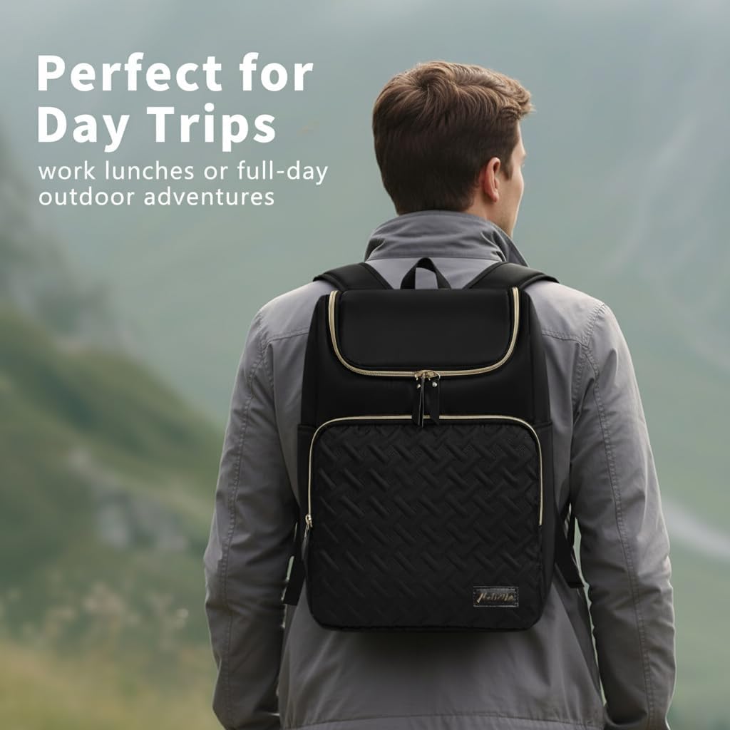 Cooler Backpack Insulated Leak Proof 33 Cans, Waterproof Hiking Backpack Cooler Soft Cooler Bag Lunch Backpack for Picnic Camping Beach, Black