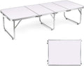 Moosinily Small Camping Table 4FT Folding Picnic Table Foldable Low Camp Table Portable Short Aluminum Outdoor Short Floor Beach BBQ Travel White 47.2×15.7 inch