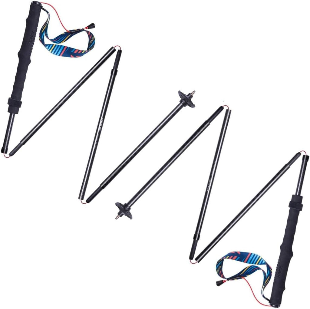 AONIJIE Trekking Poles -2 Ultralight Collapsible Carbon Fiber Hiking Poles with Anti-Shock and Quick Lock System, Folding Walking Sticks for Hiking, Camping