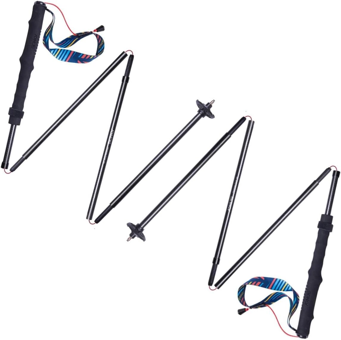 AONIJIE Trekking Poles -2 Ultralight Collapsible Carbon Fiber Hiking Poles with Anti-Shock and Quick Lock System, Folding Walking Sticks for Hiking, Camping