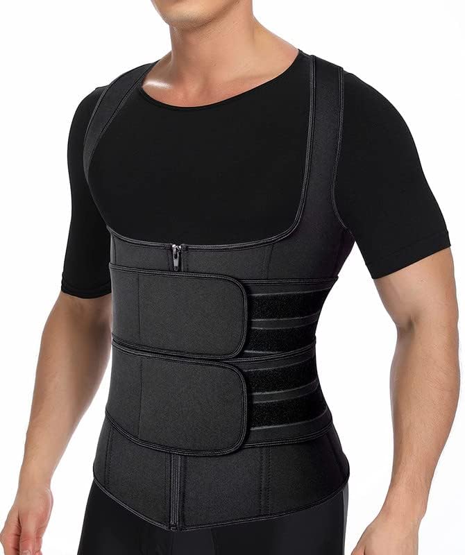 SHAPERIN Men Neoprene Sauna Zipper Waist Trainer Vest Tank Top Trimmer Body Shaper
