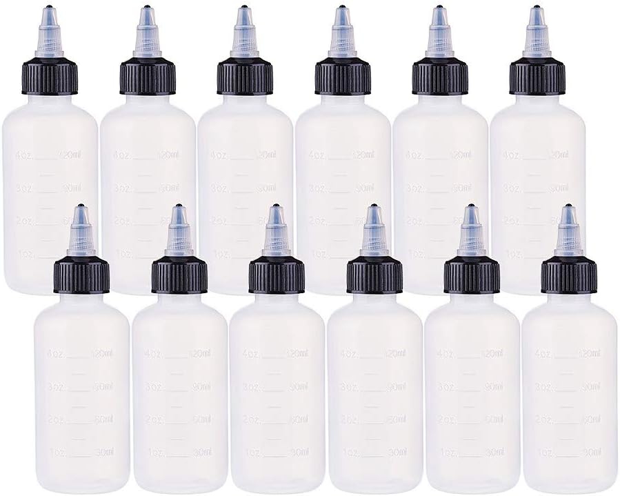 BENECREAT 8Pack 7.8 Ounce Plastic Squeeze Dispensing Bottles with Black Twist Cap, Open/Close Nozzle - Good For Crafts, Art, Glue, Multi Purpose
