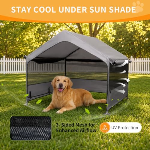 Extra Large Dog House Outdoor, 4'x4'x3.3' Dog Shade Shelter Canopy