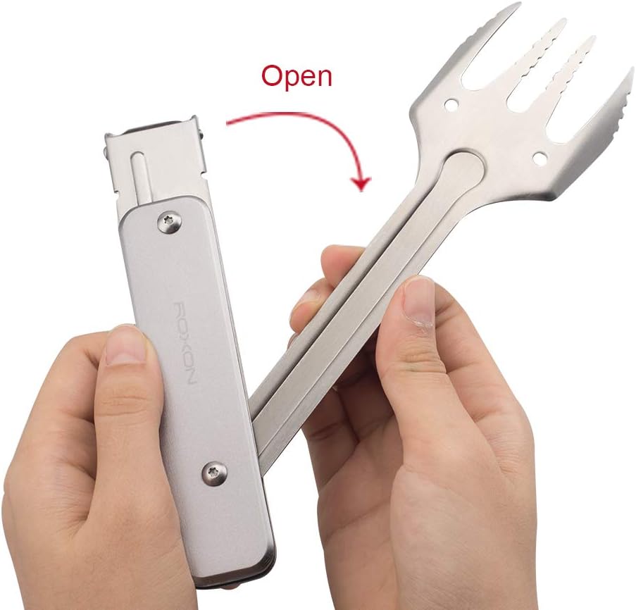 ROXON 4 in 1 Mini Folding BBQ Barbecue Combo Tool (Grey)