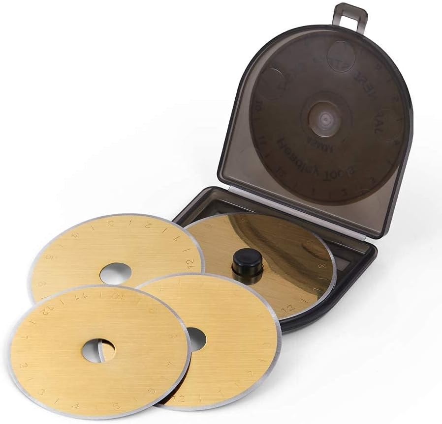 HEADLEY TOOLS Titanium Coated 45mm Rotary Cutter Blades 15 Pack Fits Olfa, Fiskars, Replacement Rotary Blade for Arts Crafts Quilting Scrapbooking Sewing, Sharp and Durable