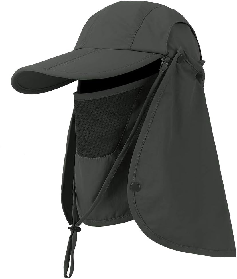 CRISTGEE Foldable Sun Cap, Fishing Hats, UPF 50+ Protection Caps with Face Mask Neck Flap