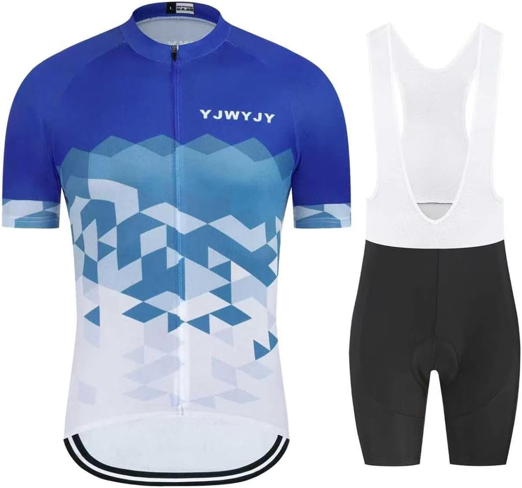 Men's Cycling Jersey Sets Road Bike Jersey Zipper Pockets with 20D Gel Pad MTB Shorts Biking Jersey Clothing Set