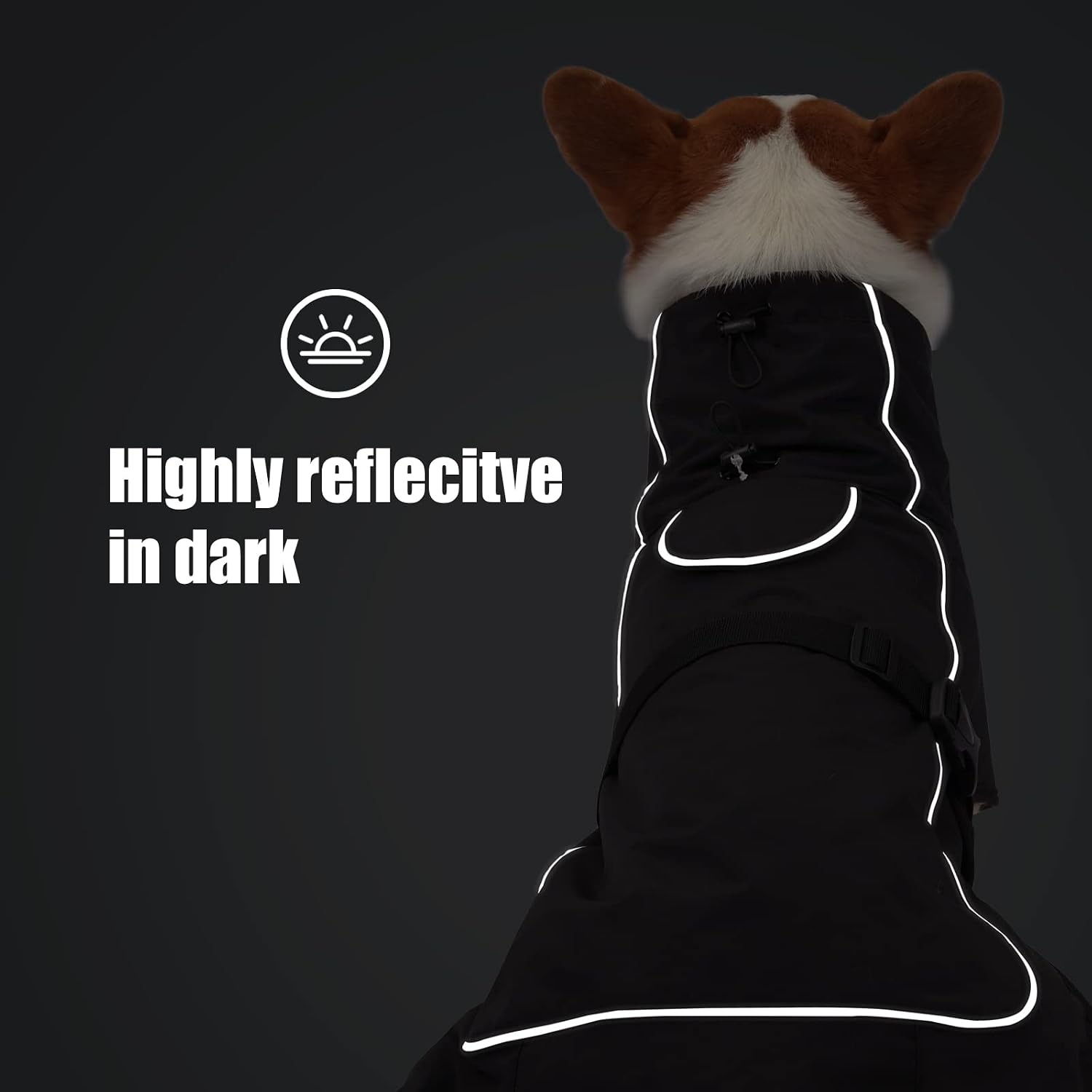 JOHNBOLIN Dog Winter Jacket & Raincoat - Waterproof Windproof Reflective Coat with Warm Insulation, All-Weather Hiking Travel Gear for Indoor/Outdoor Use (Black, Large)